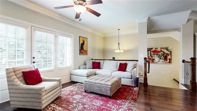 1263 Linden Ct NE, Atlanta, GA 30329 - living area with ceiling fan, ornamental molding, and wood finished floors