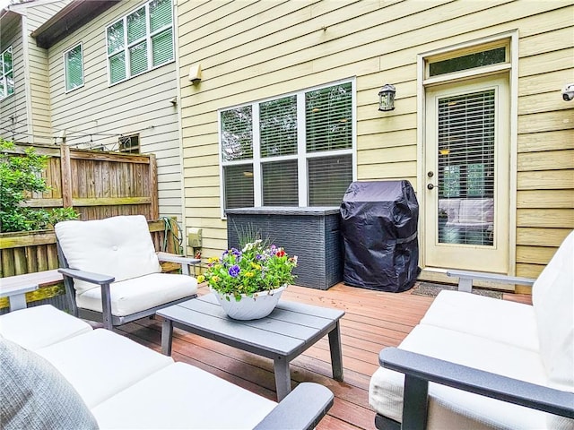 1263 Linden Ct NE, Atlanta, GA 30329 - deck with fence, a grill, and outdoor lounge area