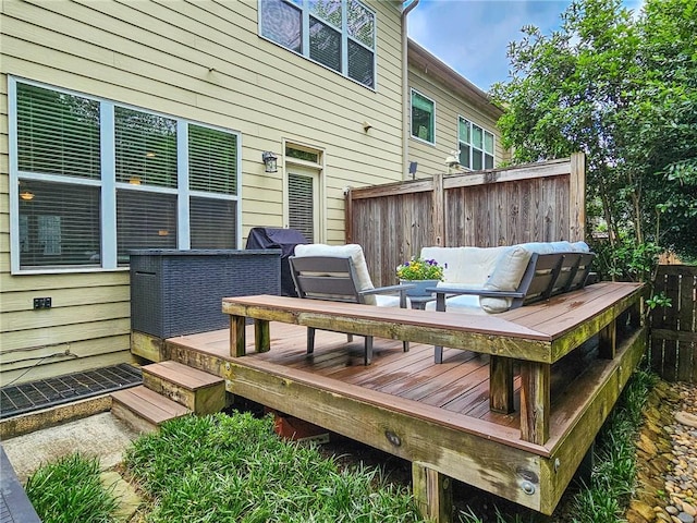 1263 Linden Ct NE, Atlanta, GA 30329 - wooden deck featuring fence and an outdoor living space