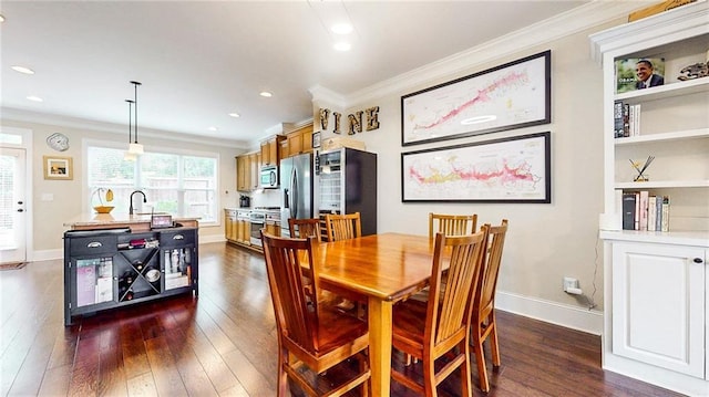 1263 Linden Ct NE, Atlanta, GA 30329 - dining room with crown molding, recessed lighting, and dark wood finished floors