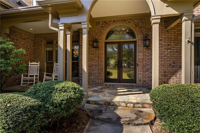 entrance to property featuring french doors