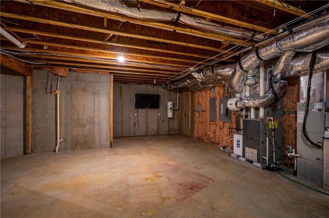 basement featuring electric panel