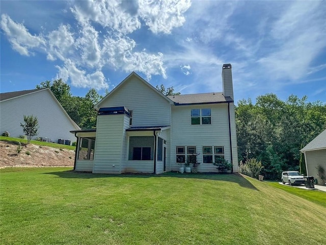 5354 Shadow Walk Way, Gainesville, GA 30507 - rear view of house featuring a chimney and a lawn