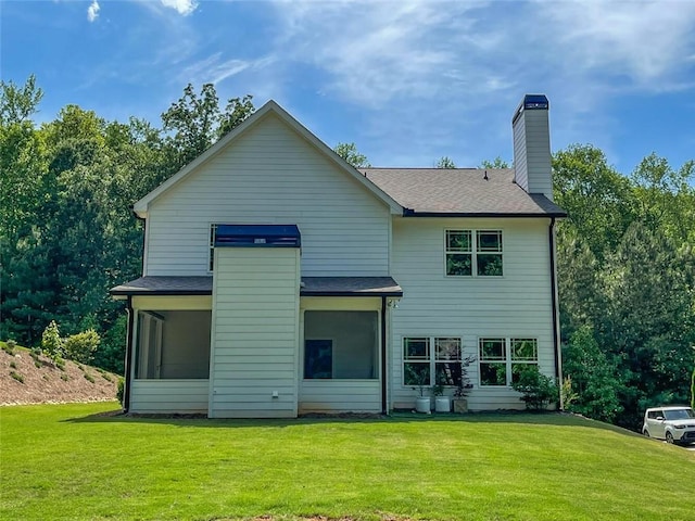 5354 Shadow Walk Way, Gainesville, GA 30507 - rear view of house with a yard, a chimney, and roof with shingles