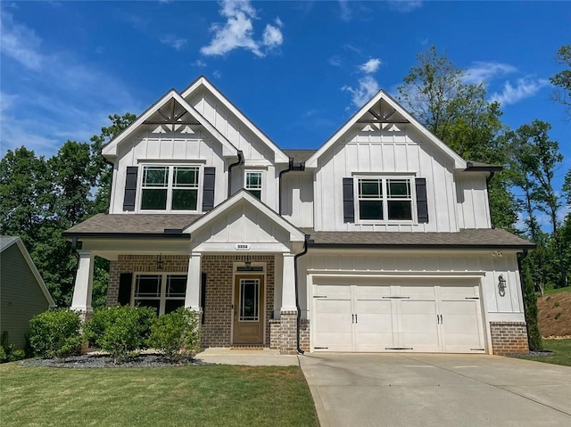 5354 Shadow Walk Way, Gainesville, GA 30507 - craftsman-style home with brick siding, board and batten siding, and an attached garage