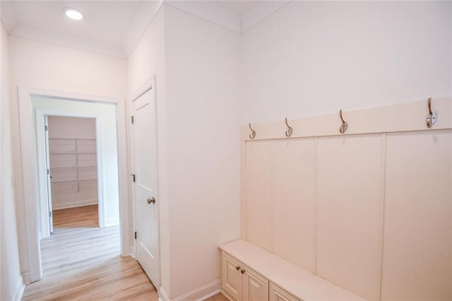 5354 Shadow Walk Way, Gainesville, GA 30507 - mudroom featuring light wood-style floors, baseboards, and recessed lighting