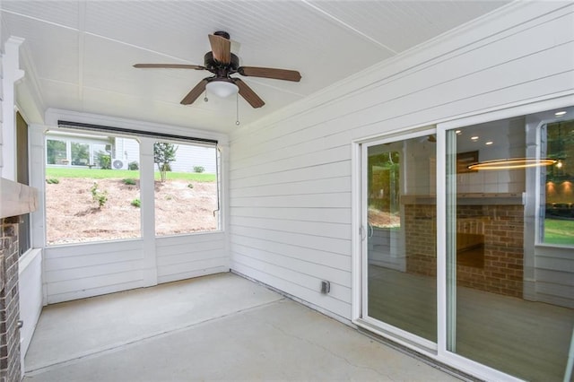 5354 Shadow Walk Way, Gainesville, GA 30507 - unfurnished sunroom featuring a ceiling fan