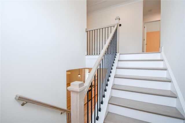 5354 Shadow Walk Way, Gainesville, GA 30507 - stairway with crown molding
