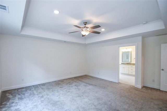 5354 Shadow Walk Way, Gainesville, GA 30507 - unfurnished room featuring a raised ceiling, a ceiling fan, carpet flooring, baseboards, and recessed lighting
