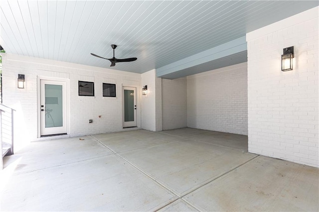 view of patio / terrace featuring ceiling fan