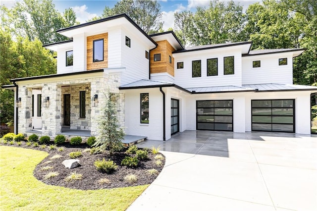 contemporary home featuring a garage