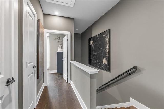 hallway featuring dark hardwood / wood-style floors