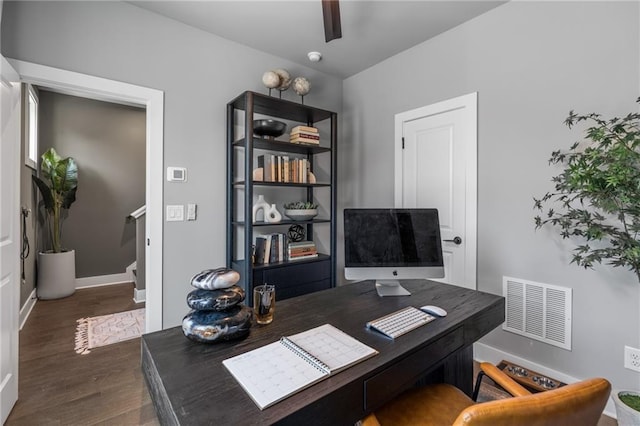 office space with dark hardwood / wood-style floors