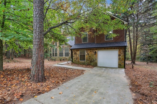 view of front of home with a garage