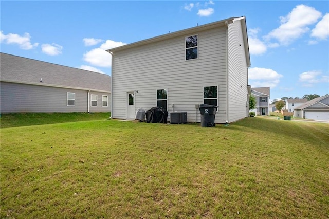 217 Limestone Cir, Conyers, GA 30013 - back of property featuring a lawn and cooling unit
