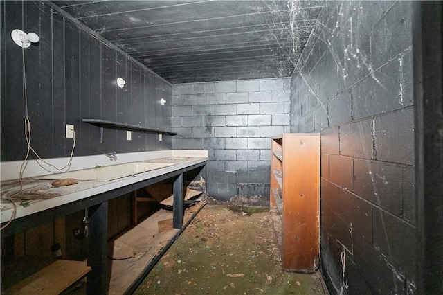 300 S Dale Ave, Calhoun, GA 30701 - miscellaneous room featuring concrete block wall and unfinished concrete flooring