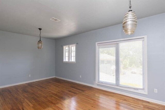 empty room with hardwood / wood-style floors and plenty of natural light