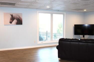 living room featuring dark hardwood / wood-style floors