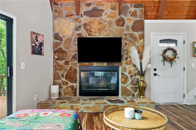 182 White Eagle Dr, Waleska, GA 30183 - living area with wood finished floors and a fireplace