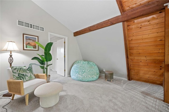 182 White Eagle Dr, Waleska, GA 30183 - living area with vaulted ceiling, carpet flooring, and baseboards
