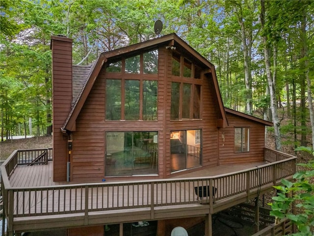 182 White Eagle Dr, Waleska, GA 30183 - back of house featuring a chimney and a wooden deck
