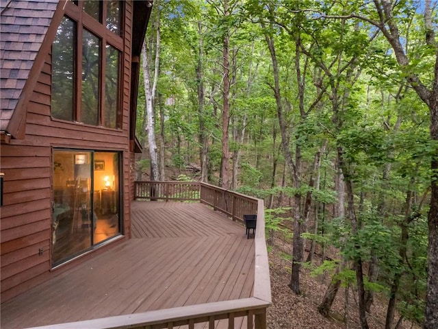 182 White Eagle Dr, Waleska, GA 30183 - wooden deck with a wooded view
