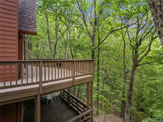 182 White Eagle Dr, Waleska, GA 30183 - wooden terrace with a forest view