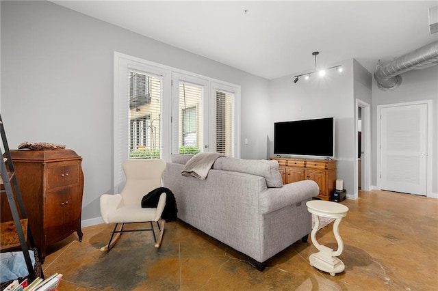 living room with baseboards