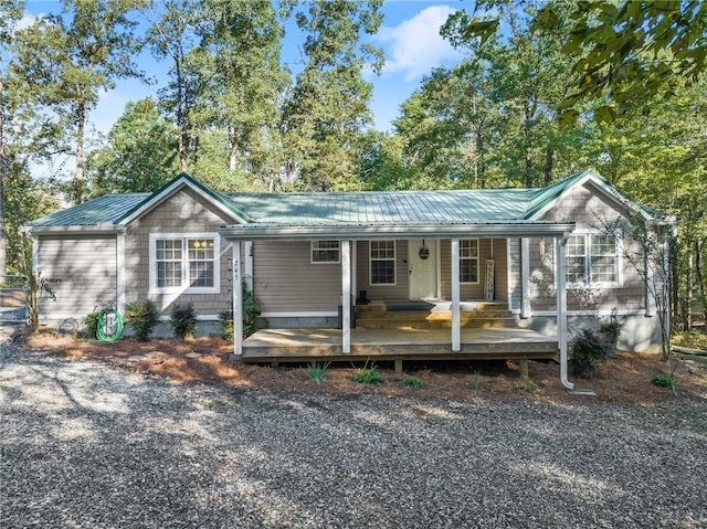 ranch-style house with covered porch