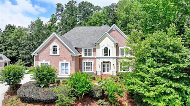 12130 Helleri Holw, Alpharetta, GA 30005 - view of front of home featuring french doors and view of wooded area