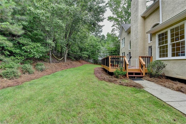 12130 Helleri Holw, Alpharetta, GA 30005 - view of grassy yard with a wooden deck