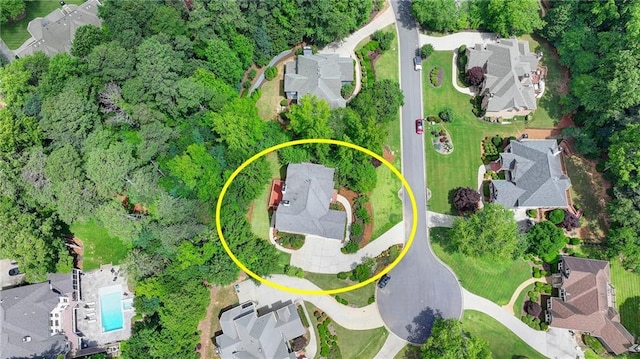 12130 Helleri Holw, Alpharetta, GA 30005 - aerial view of property's location with a pool area and nearby suburban area