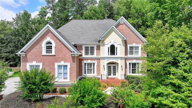 12130 Helleri Holw, Alpharetta, GA 30005 - view of front of house with french doors and brick siding