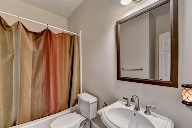 12130 Helleri Holw, Alpharetta, GA 30005 - full bathroom with a sink, shower / tub combo, and toilet