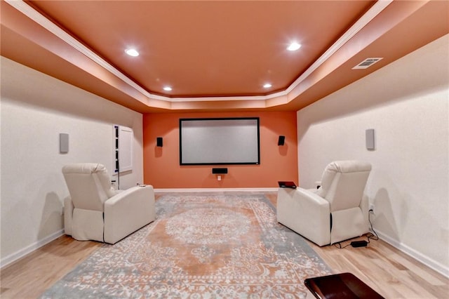 12130 Helleri Holw, Alpharetta, GA 30005 - cinema featuring baseboards, a raised ceiling, wood finished floors, and recessed lighting