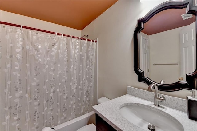 12130 Helleri Holw, Alpharetta, GA 30005 - bathroom featuring toilet, vanity, and shower / tub combo