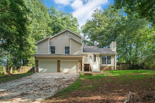 split level home with a garage