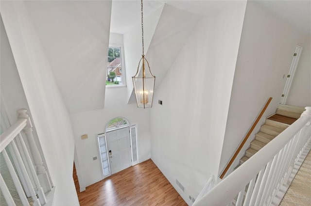 2866 Wynford Dr SW, Marietta, GA 30064 - foyer with a high ceiling, wood finished floors, and stairway