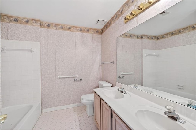 2866 Wynford Dr SW, Marietta, GA 30064 - full bath featuring tile patterned flooring, double vanity, and shower / bath combination
