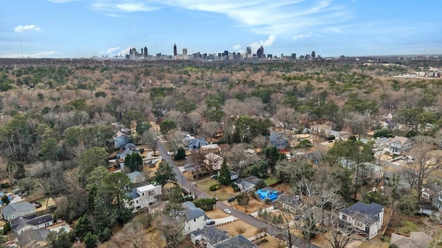 drone / aerial view with a city view