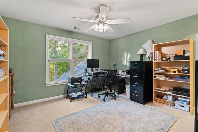 519 River Estates Parkway, Canton, GA 30115 - office with visible vents, carpet flooring, baseboards, and a ceiling fan