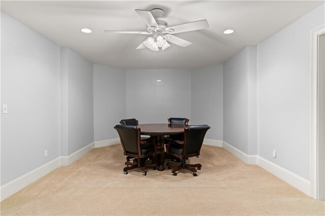 519 River Estates Parkway, Canton, GA 30115 - carpeted dining room featuring recessed lighting, ceiling fan, and baseboards