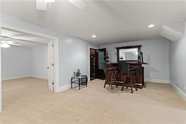 519 River Estates Parkway, Canton, GA 30115 - bar with a dry bar, carpet, and a ceiling fan