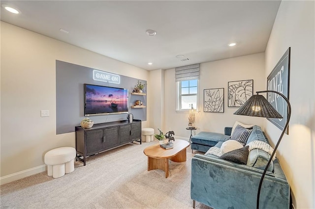 82 Sheryl Way, Loganville, GA 30052 - carpeted living room with baseboards and recessed lighting