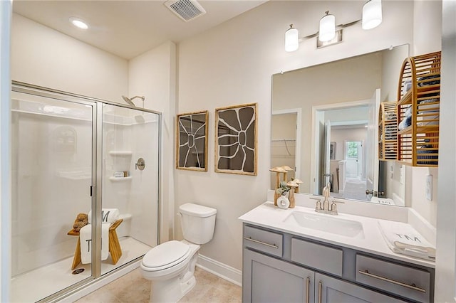 82 Sheryl Way, Loganville, GA 30052 - full bathroom with a stall shower, vanity, and tile patterned floors