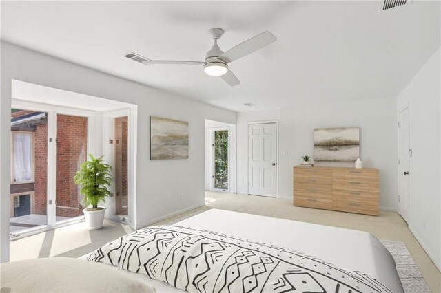 49 Willow Gln, Atlanta, GA 30342 - carpeted bedroom with access to outside, baseboards, and a ceiling fan