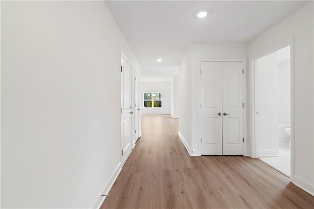 1216 Cedarcrest Blvd, Acworth, GA 30101 - corridor featuring recessed lighting, light wood finished floors, and baseboards
