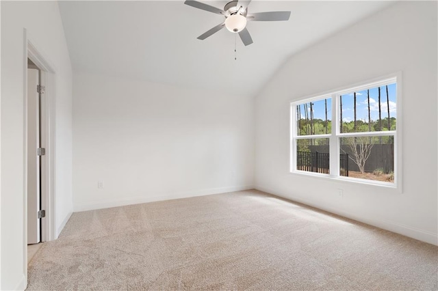 1216 Cedarcrest Blvd, Acworth, GA 30101 - spare room with vaulted ceiling, a ceiling fan, carpet flooring, and baseboards