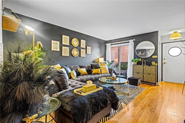 living room with hardwood / wood-style floors