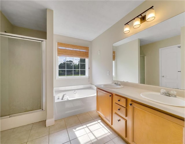 1012 Gloria Grand Blvd, Mcdonough, GA 30252 - full bath featuring tile patterned flooring, double vanity, a stall shower, and a bath